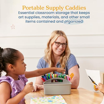 ECR4Kids 3-Compartment Small Storage Caddy Organizer, 6-Pack, Grey - color: Grey