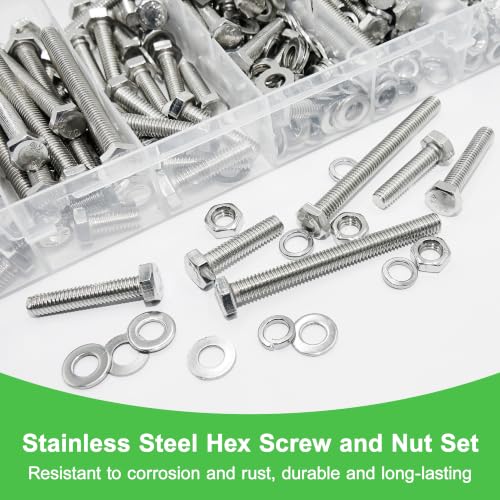 420 Pcs 1/4"-20 UNC Stainless Steel Hex Head Screw Kit - size: 1/4-20 -420Pcs