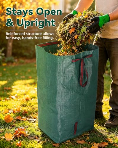HEMOTON Reusable Yard Waste Bags 72 Gallon, 2 Pack with Gloves