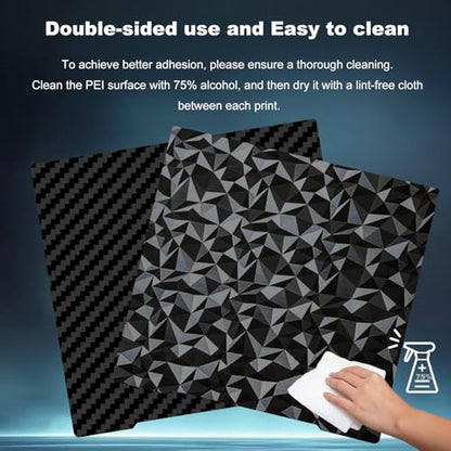 254x241mm 3D Printer Build Plate Smooth PEO+Smooth PET Spring Steel Sheet for Prusa I3 MK3/MK3S/MK3S+/MK2.5S Heated Bed (Carbon Fiber + Diamond Pattern) - size: 254x241mm