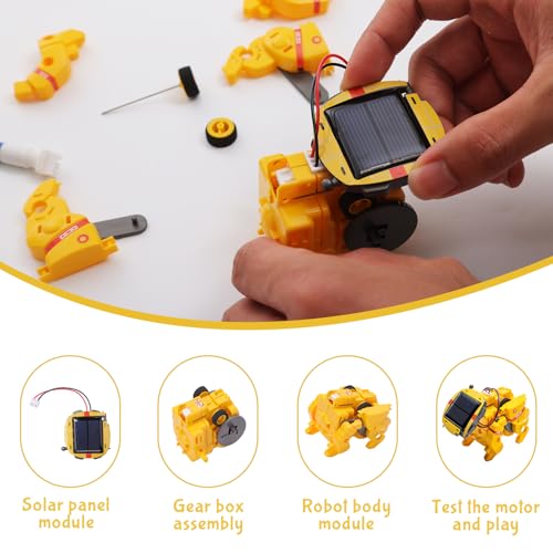 6-in-1 Solar Robot Building Kit for Boys Aged 8-13, Educational Robotic Toys for Kids, Science Kits STEM Toys Birthday Gifts for 8 9 10 11 12 Years Old Boys Girls Teens (Yellow) - color: Yellow