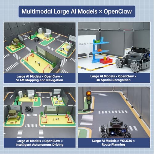 HIWONDER ROS2 Robot Car for Jetson RPi Gemini ChatGPT Large AI Models Depth Camera SLAM Mapping Autonomous Driving Programming Education 3-in-1 Chassis Car, ROSOrin Advanced Kit & NO Controller
