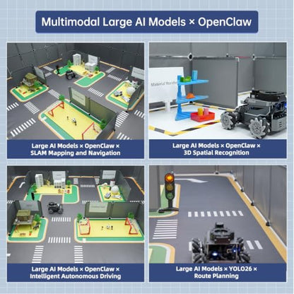 HIWONDER ROS2 Robot Car for Jetson RPi Gemini ChatGPT Large AI Models Depth Camera SLAM Mapping Autonomous Driving Programming Education 3-in-1 Chassis Car, ROSOrin Advanced Kit & NO Controller