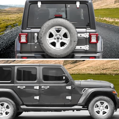 CheroCar 43PCS Full Set Exterior Trim Kit Fit for 2018-2026 Jeep Wrangler JL 4Door White Door Handle,Hood Hinge,Left Right Door Hinge,Tailgate Handle,Spare Tire Bracket,Fender Vent Cover Trim - color: White