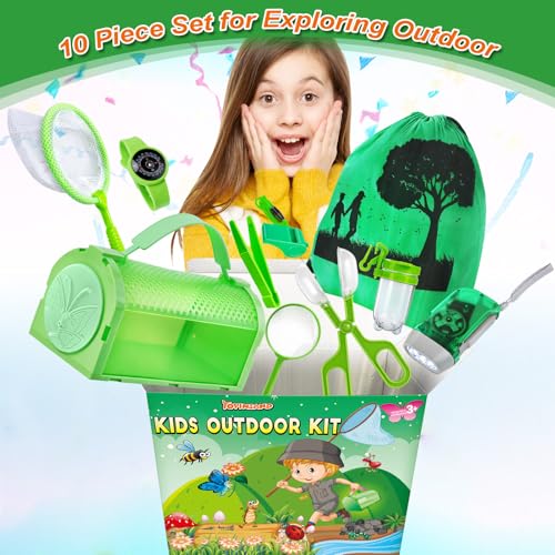 Bug Catcher Kit & Outdoor Explorer Kit for Kids, 10 Pcs Bug Catching Kit - color: Green