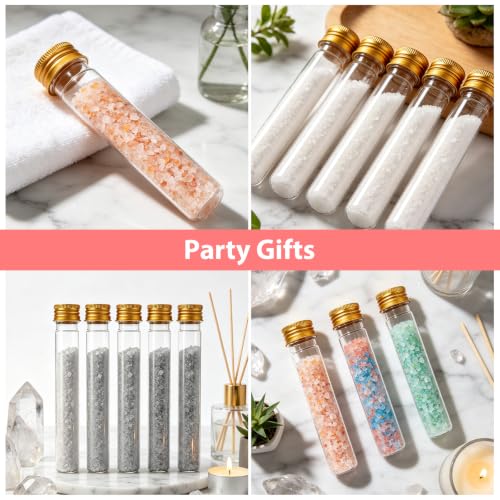 WOPPLXY 50 Pcs 65 ML Clear Plastic Test Tubes with Caps, Plastic Candy Tubes with Screw Caps, Clear Bath Salt Tubes, Gumball Tube for Candy Bath Salts Spices Beads and Party Christmas Home Décor