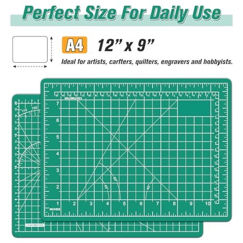 DIYSELF 9in×12in Cutting Mat, A4 Craft Mat for Sewing, Paper Craft Tools - color: Green, size: 12"L x 9"W