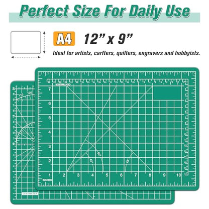 DIYSELF 9in×12in Cutting Mat, A4 Craft Mat for Sewing, Paper Craft Tools - color: Green, size: 12"L x 9"W