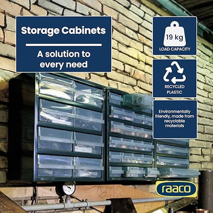 Raaco Steel Storage Cabinet, Standard 18-Drawer (C9-18) - Nuts & Bolts - size: Standard-18D
