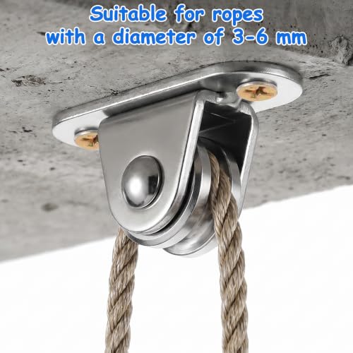 8 Pack Small Pulley Block Silent Pulley Wheel Heavy Duty Fixed Pullies Loading 176 lb, 1" Mini Duplex Pulleys Roller Frictionless Silent Wheel for Cord Material Handling Moving and DIY Project