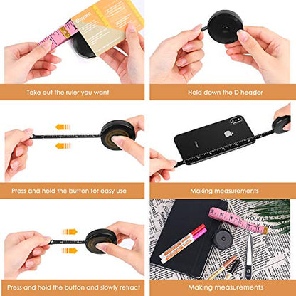 iBayam 2 Pack Tape Measure Measuring Tape for Body Fabric Sewing 60"/150cm - color: Pink & Black