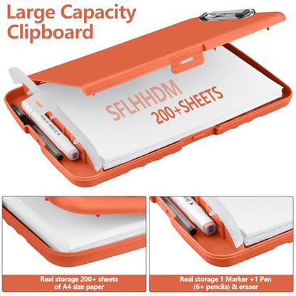 Clipboard with Storage, A4 Binder Nursing Clipboards with Pen Holder, Heavy Duty Storage Clipboards with Low Profile Clip, Clipboard Folder Side-Opening, Smooth Writing Clip Board (Red Brown) - color: Red Brown