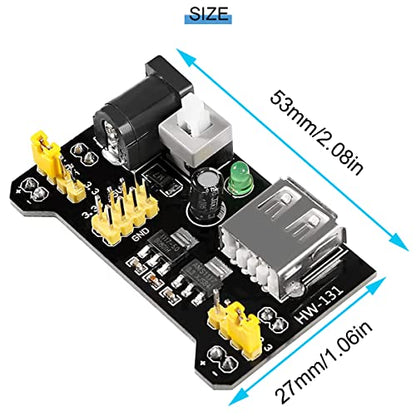 4 pcs 3.3V 5V MB102 Breadboard Power Supply Module with DC Male Cable USB Male Cable for Arduino