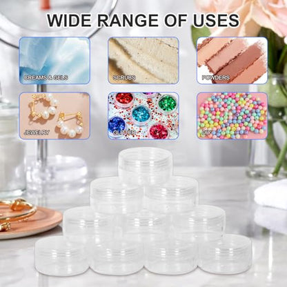 30 Pcs Clear Round Acrylic Jars,5g/5ml Empty Cosmetic Sample Containers, with lid, Capacity for Makeup, Lotion, Cream, Ointments, Eye Shadow, Rhinestone, Samples, Pot, Travel Storage (30)