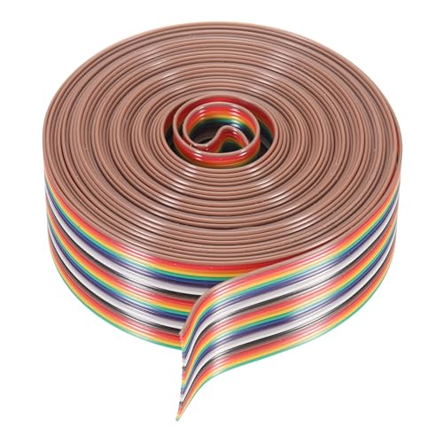 MECCANIXITY 1 Pcs 25 Pin Flat Rainbow Ribbon Cable 20 Ft 1.27mm Pitch Breadboard Jumper Wires for Electronic Projects - size: 20 Ft, style: 25P