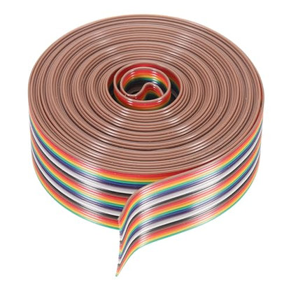 MECCANIXITY 1 Pcs 25 Pin Flat Rainbow Ribbon Cable 20 Ft 1.27mm Pitch Breadboard Jumper Wires for Electronic Projects - size: 20 Ft, style: 25P