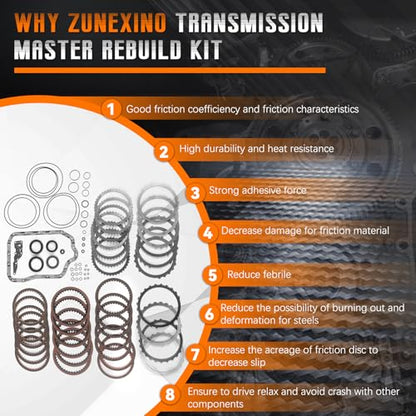 U760E Transmission Master Rebuild Kit Compatible with To-yo-ta Highlander RAV4 Sienna Venza Camry 2008 2012 2.5L 2.7L Auto Automatic transmission Parts