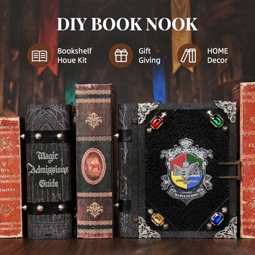 MiniCity Magic Admissions Book Nook Kit, DIY 3D Wooden Puzzle with LED - color: Magic Admissions Guide