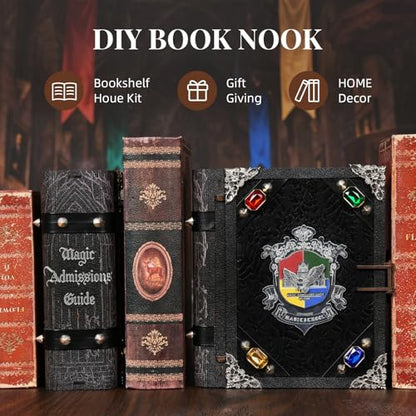 MiniCity Magic Admissions Book Nook Kit, DIY 3D Wooden Puzzle with LED - color: Magic Admissions Guide