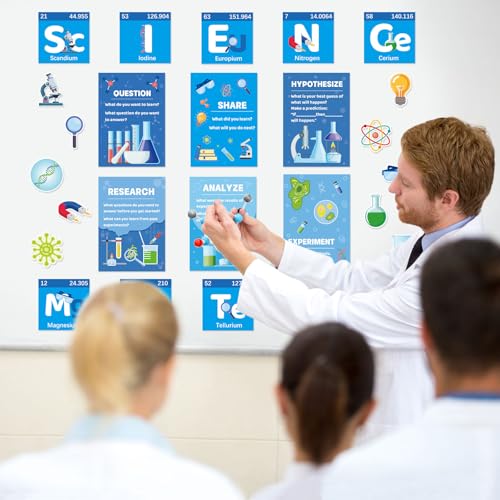 26 PCS Science Classroom Decorations, Science Posters Bulletin Board Sets Scientist Classroom Wall Decoration Cutouts for Middle High Schools Teacher Decor Supplies