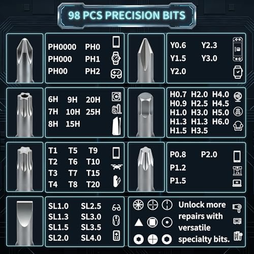SHOWPIN Precision Computer Screwdriver Kit: 122PCS Laptop Screwdriver Sets - color: Gray-122pcs-1pack