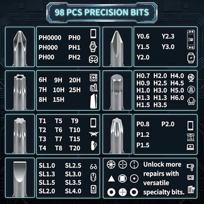 SHOWPIN Precision Computer Screwdriver Kit: 122PCS Laptop Screwdriver Sets - color: Gray-122pcs-1pack
