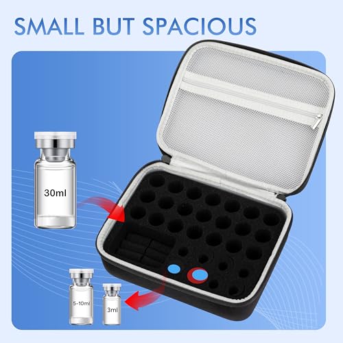 30 Slots Peptide Case for Fridge, Insulin Vial Protector Organizer Bag, Vial Storage Case for 1ml 3ml 5ml 10ml and 30ml Vials, Diabetic Medication Holder for Home and Travel - size: Black-30 Slots