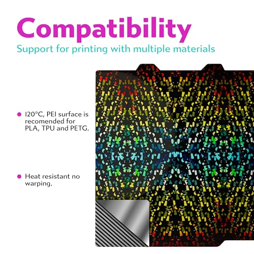 Cookiecad Cookie Sheet - Holographic 3D Printer Build Plate - Double Sided Reflective 3D Printer Bed, Flexible Spring Steel 3D Printer Platform (Chromatic Shatter, 180x180) - size: 180x180, style: Chromatic Shatter