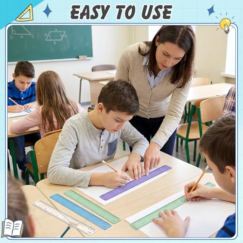 60 Pcs 12 Inch Bulk Plastic Clear Rulers, School Supplies, Ocean - color: Ocean