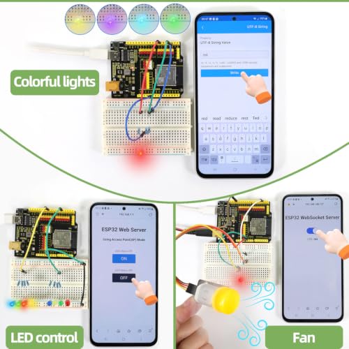 KEYESTUDIO ESP32 IoT Learning Kit for Beginners, Build Wi‑Fi & Bluetooth Smart Devices, Arduino IDE C/C++ and MicroPython Tutorials, Sensors, OLED, Motors & Complete Electronics Components