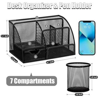 13-in-1 Office Desk Organizer Set for Back to School Supplies Accessories - color: Black