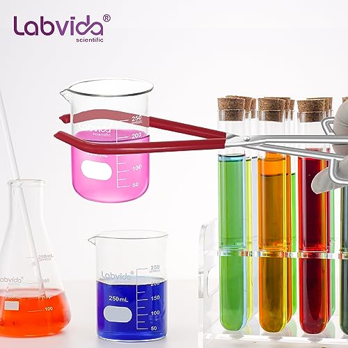 Labs Beaker Tongs, Red Rubber Coated Ends, Nickel Plated 1/4" Steel, for 50mL - 2000mL Capacity, Durable Beaker Clip Pliers Tool Used in Laboratories and Household - style: 1 PC of Lab Beaker Tong