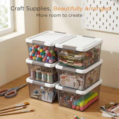 Citylife 10Packs 1.3Qt Small Storage Bins with Lids,Stackable Clear - color: Clear Grey, size: 1.3 QT(10 Pack)