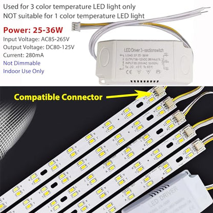 LED Driver 25-36W for Multi-Color Ceiling Strip Spot Light Module Panel, Replacement LED Power Supply Adapter Starter Transformer, Input AC85-265V Output DC80-125V - style: SF 25-36W 3CCT