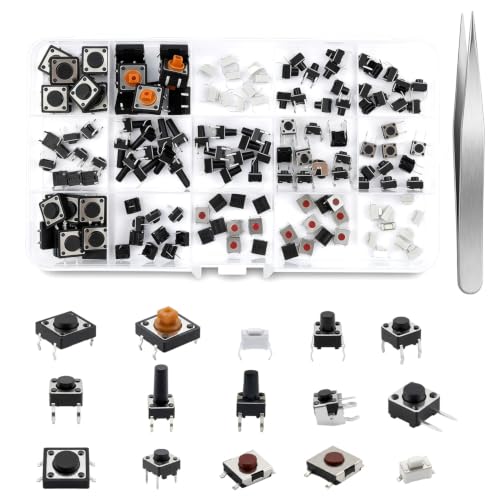 150Pcs 15 Values 2/4 Pins Tactile Push Button Switch Assortment Kit