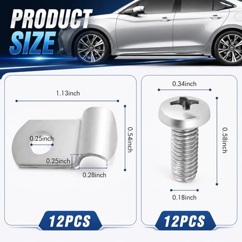12PCS 1/4" Brake Line Clips Stainless Steel,Brake Line Clamps with 12PCS Screws Kit for Fixing Brakes Lines,Universal Brakes Clips Car Accessories for Cars,SUVs,Trucks