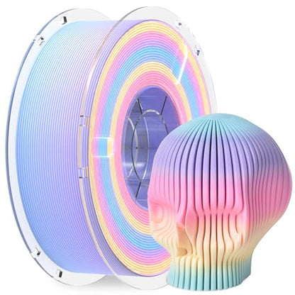 RAMBERY Matte Rainbow 3D Printer Filament Matte PLA Filament Multi-Color Change 3D Printing Filament, 1.75mm 1kg(2.2lb), Lollipop Blue Purple Pink Yellow Green - color: Matte Rainbow Lollipop, size: 1KG