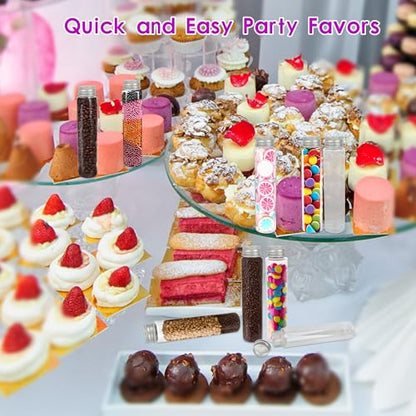 80 Pcs Clear Flat Test Tubes 110ml Plastic Test Tube with Screw Caps Transparent Test Tube for Bath Salt Gumball Candy Storage Science Party