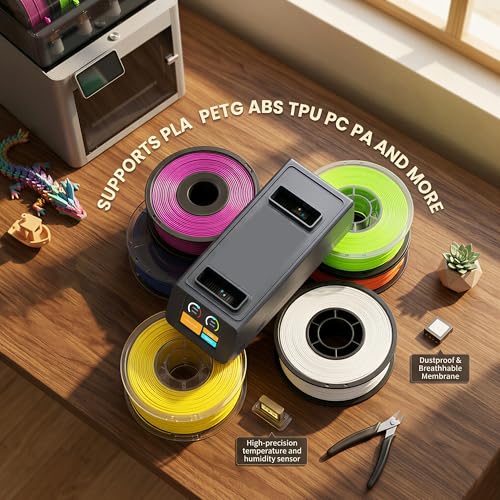 D1 3D Printer Filament Dryer Box, Modular 1+N Filament Storage, 150W PTC Heater Up to 90°C, Active Dehumidification Dehydrator with 2.8" Touchscreen, Compatible with PLA PETG ABS TPU PC PA - size: D1 (Dock + Storage Box)