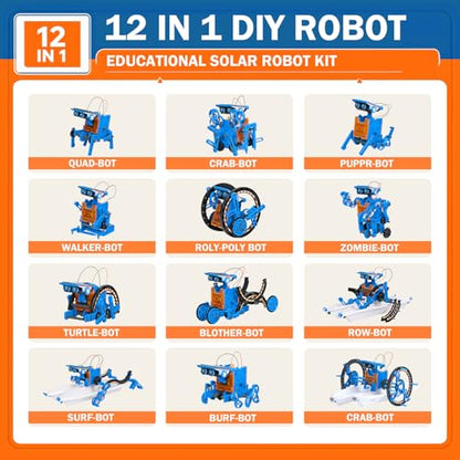 AESGOGO 12 in 1 STEM Solar Power Robot Kits Toys for Boys Age 8-13, Science Educational Robot Building Kit for Kids, DIY Experiment Set Birthday Gifts for 8 9 10 11 12 Years Old Boys Girls Teens - color: Blue