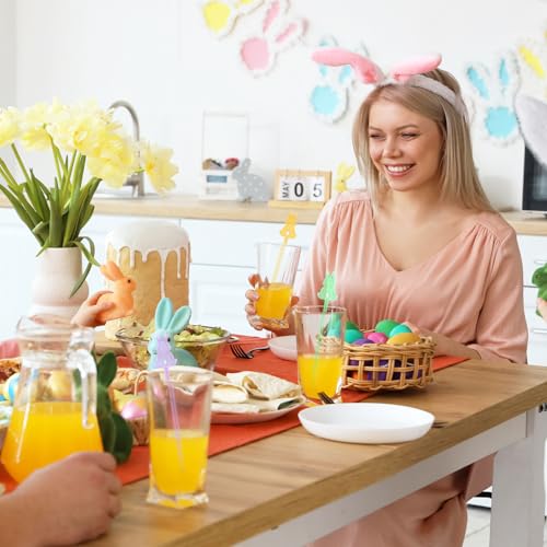 Qinyoung 12 Pcs Easter Glass Drink Stirrers 7 Inch Swizzle Sticks for Cocktails Coffee Reusable Rabbit Beverage Stir Sticks for Easter Party Coffee Bar Kitchen Bar Weddings - style: Rabbit