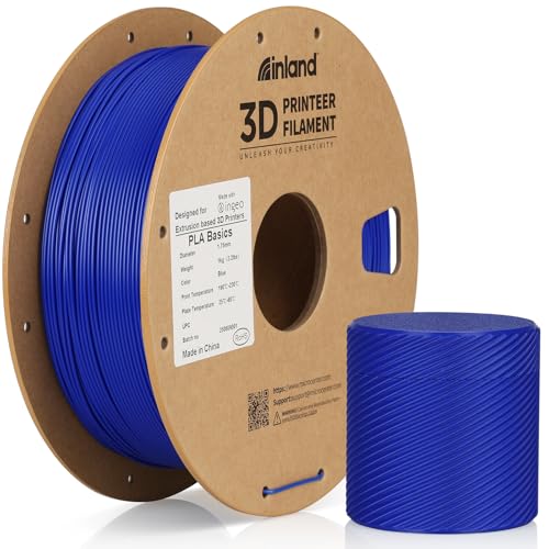Inland PLA Basics Filament 1.75mm, 1kg Spool – Dimensional Accuracy ±0.02mm, Neatly Wound, Fits Most FDM 3D Printers (Blue, 1 Pack) - color: 1kg Blue