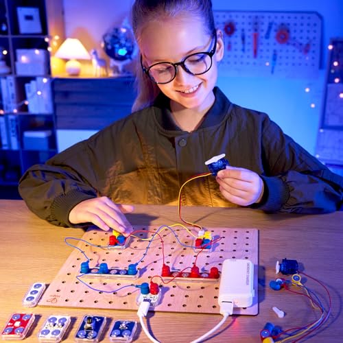 Hape Lab Box Circuit Explorer Boost - STEAM Science Kit for Kids 8+, DIY Electronics & Circuit Building Experiments, 40 Pieces Educational Toy with Motor & LED Lights