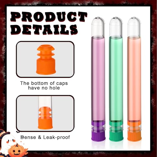 Flutesan 90 Pack Halloween Test Tubes Clear Plastic with Caps for Shots