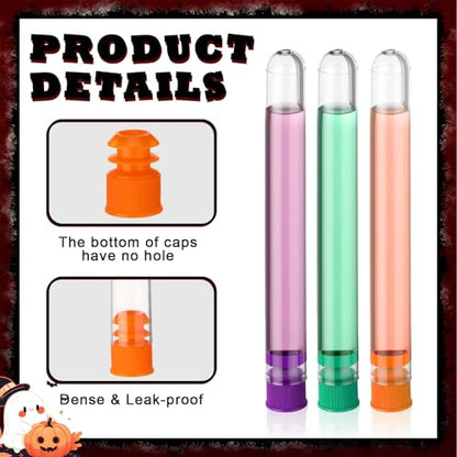 Flutesan 90 Pack Halloween Test Tubes Clear Plastic with Caps for Shots