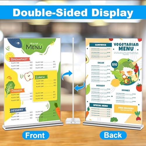 EHWINE Acrylic Sign Holder 8.5 x 11, 18 Pack Double-Sided Stand up Table Top Sign Holders, Clear Acrylic Picture Frame Menu Flyer Paper Holder Display Stand for Office Business Store Wedding Party - size: Vertical 18 Pack 8.5x11 Inch