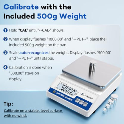Lab Scale Gram Scale 6000gx0.01g Accuracy Laboratory Balance Scale Digital Scale Electronic Analytical Balance for Jewelry Gold Kitchen Lab, with 7 Units Conversion, 500g Weight, LCD Display - style: 6000gx0.01g 500g Calibration Weights