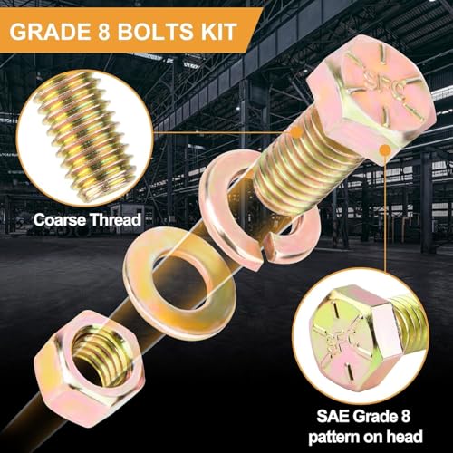 560PCS Grade 8 Assorted Nuts and Bolts Assortment Kit, SAE Sizes Bolts - size: 560pcs 1/4-20 5/16-18 3/8-16 1/2-13