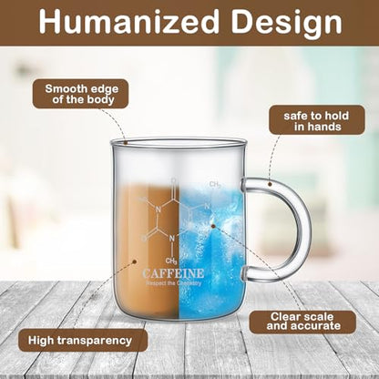 Hsei 4 Pack Beaker Mug, 16 oz Borosilicate Glass Coffee Cup, Caffeine - color: Clear