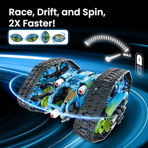 Sillbird Bundle - 2 Items Robot Car Building Kit with Remote Control Christmas STEM Gifts for Boys Ages 8-14, Technic Coding Stunt Racer Toys for Kids Birthday, Buildable 5in1 Models